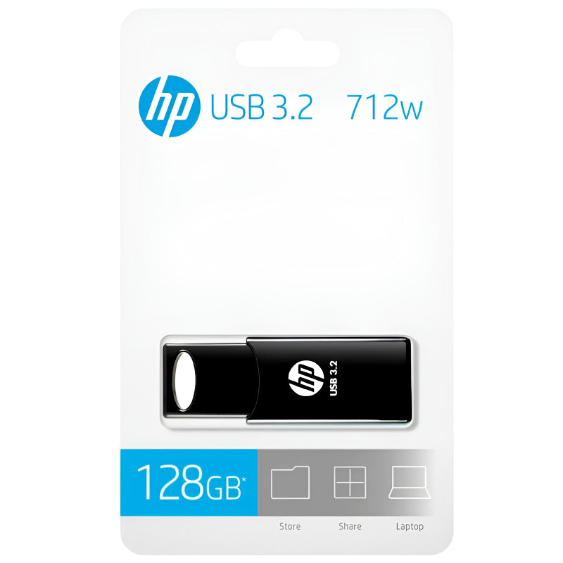 HP 712w Flash Drive – Compact, Capless Design with 32GB, 64GB, or 128GB Capacity