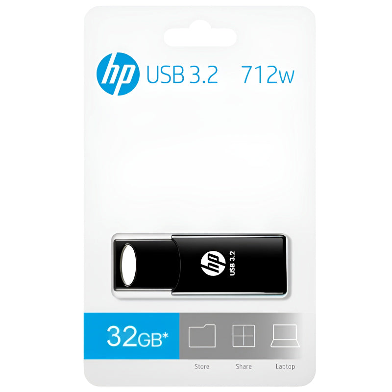 HP 712w Flash Drive – Compact, Capless Design with 32GB, 64GB, or 128GB Capacity