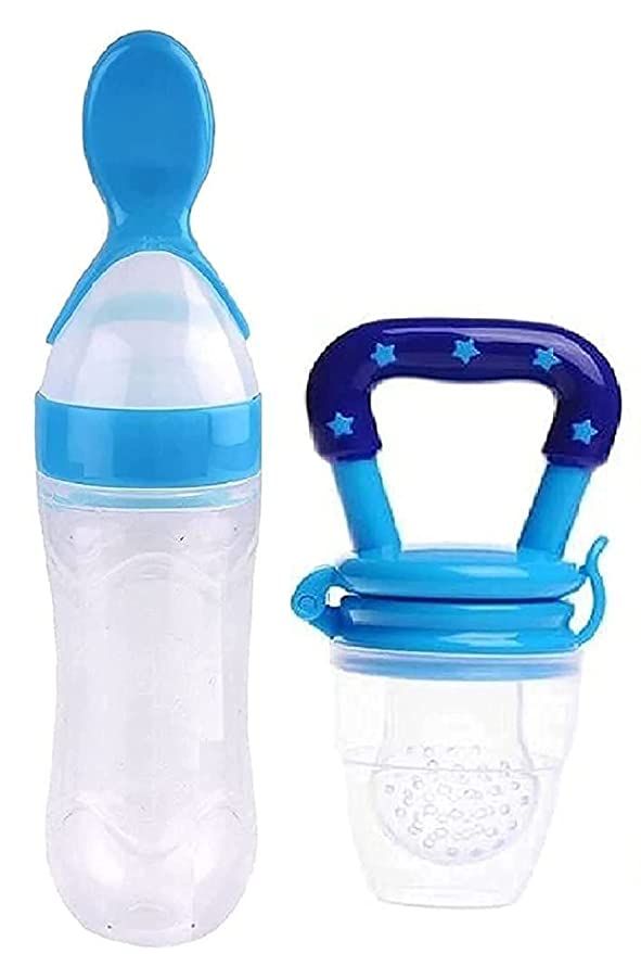 Combo Baby Spoon Feeder Silicone Bottle Feeding With Free Fruit Pacifier Toddler