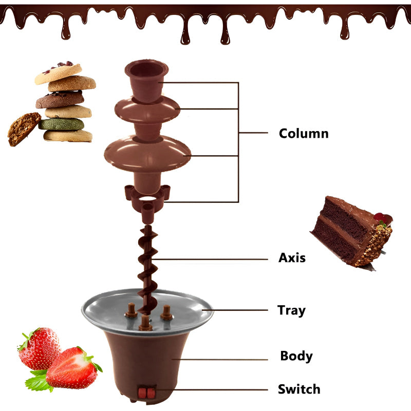 BD-017 Electric 3-Tier Mini Chocolate Fondue Fountain —An Elegant Addition to Your Dessert Table