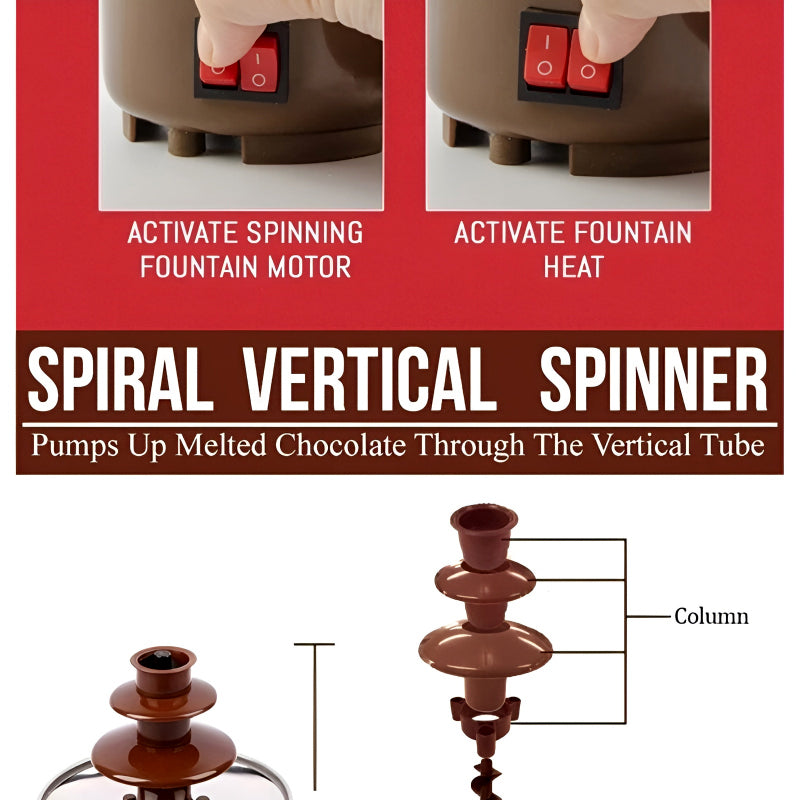 BD-017 Electric 3-Tier Mini Chocolate Fondue Fountain —An Elegant Addition to Your Dessert Table