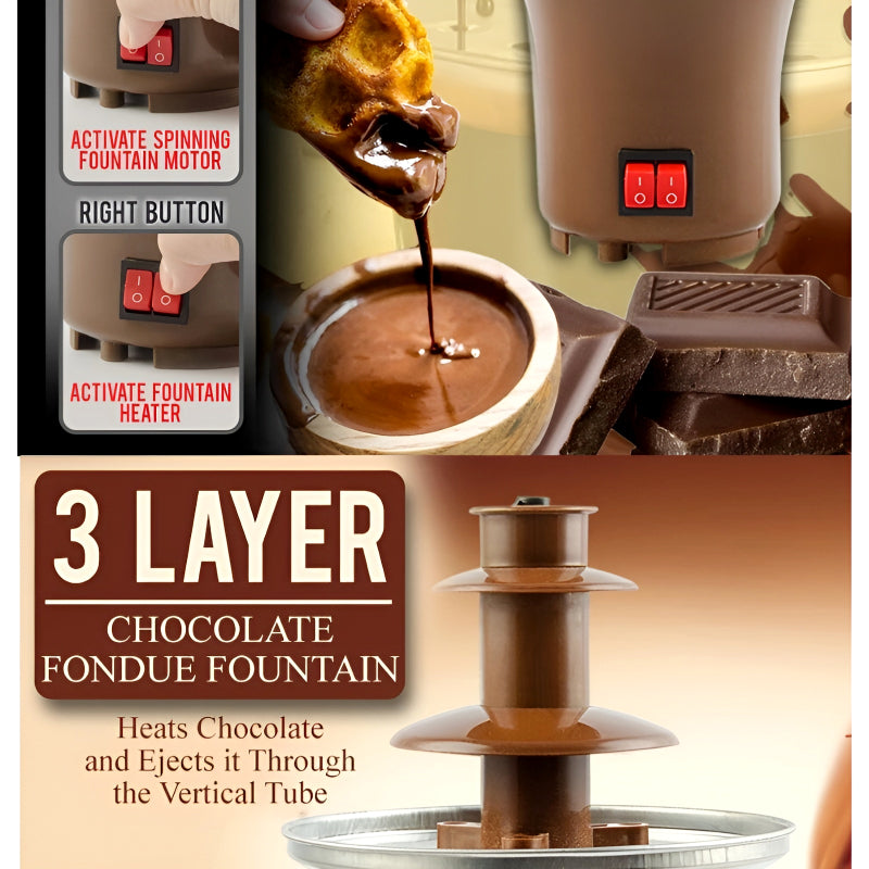 BD-017 Electric 3-Tier Mini Chocolate Fondue Fountain —An Elegant Addition to Your Dessert Table