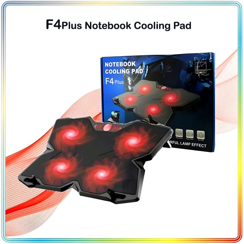 F4 Plus Notebook Cooling Pad Ultimate Cooling Power With Silent Operation And Vibrant LED Effects