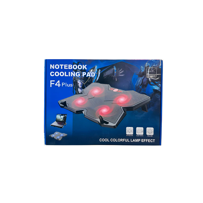 F4 Plus Notebook Cooling Pad Ultimate Cooling Power With Silent Operation And Vibrant LED Effects