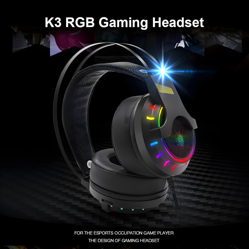 K3 Super Bass Comfortable Wear E-Sports RGB Gaming Wired Headset